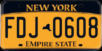 NY license plate FDJ0608