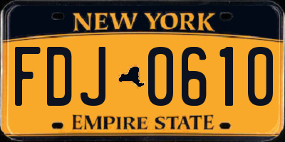 NY license plate FDJ0610