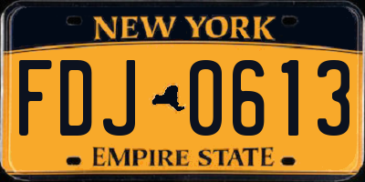 NY license plate FDJ0613