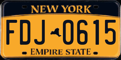 NY license plate FDJ0615
