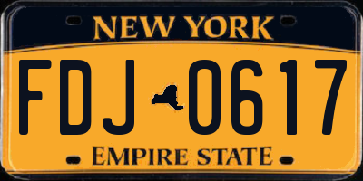NY license plate FDJ0617