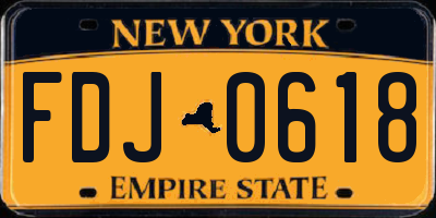 NY license plate FDJ0618