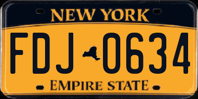 NY license plate FDJ0634