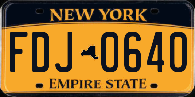 NY license plate FDJ0640