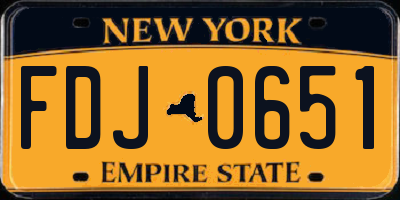 NY license plate FDJ0651