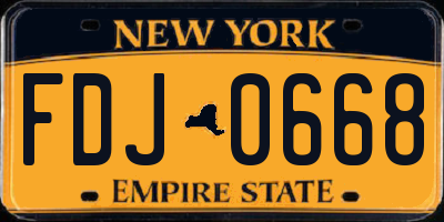 NY license plate FDJ0668