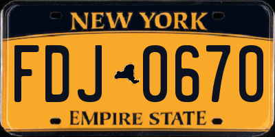 NY license plate FDJ0670