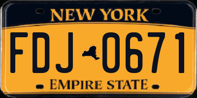 NY license plate FDJ0671