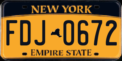 NY license plate FDJ0672