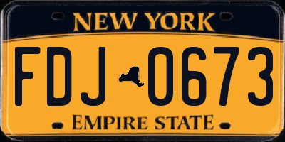NY license plate FDJ0673