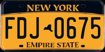 NY license plate FDJ0675
