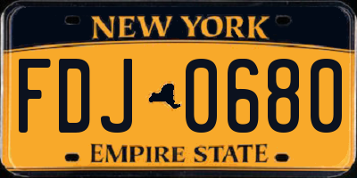 NY license plate FDJ0680