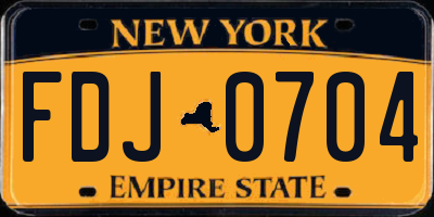NY license plate FDJ0704