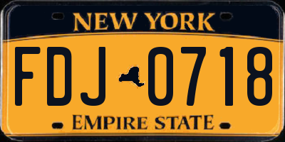 NY license plate FDJ0718