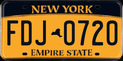 NY license plate FDJ0720