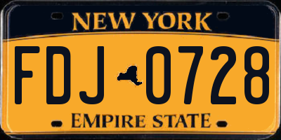 NY license plate FDJ0728