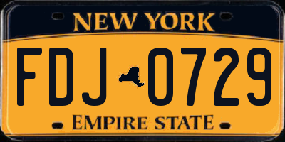 NY license plate FDJ0729