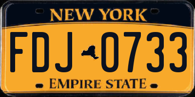 NY license plate FDJ0733