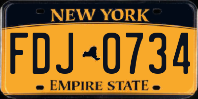 NY license plate FDJ0734