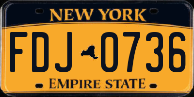 NY license plate FDJ0736