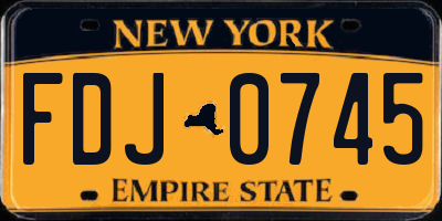 NY license plate FDJ0745