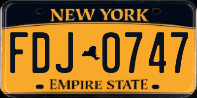 NY license plate FDJ0747