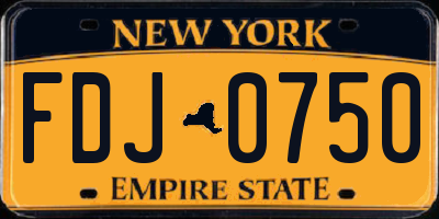 NY license plate FDJ0750