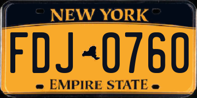 NY license plate FDJ0760