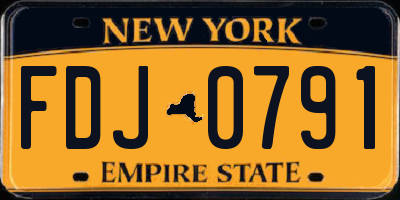 NY license plate FDJ0791