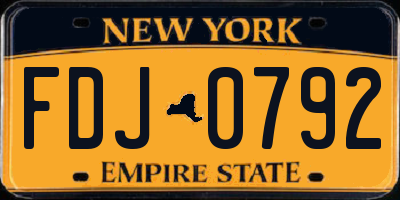 NY license plate FDJ0792