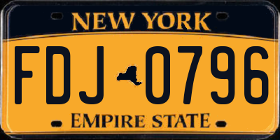 NY license plate FDJ0796
