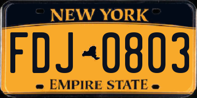 NY license plate FDJ0803