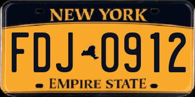NY license plate FDJ0912