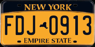 NY license plate FDJ0913
