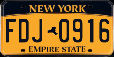 NY license plate FDJ0916