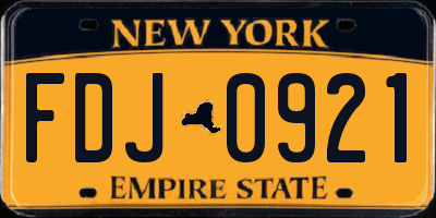 NY license plate FDJ0921