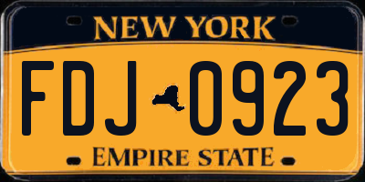 NY license plate FDJ0923