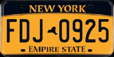 NY license plate FDJ0925