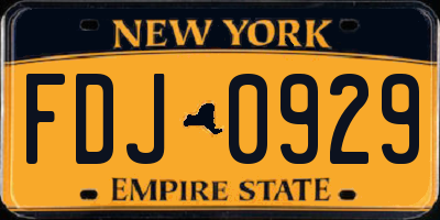 NY license plate FDJ0929