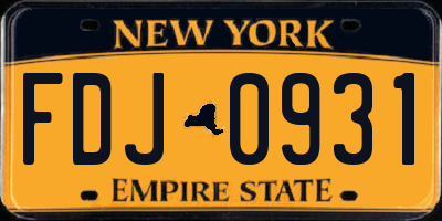 NY license plate FDJ0931