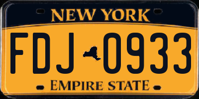NY license plate FDJ0933