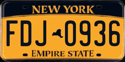 NY license plate FDJ0936