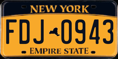 NY license plate FDJ0943