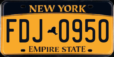 NY license plate FDJ0950