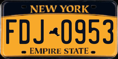 NY license plate FDJ0953