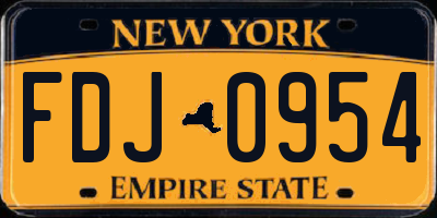 NY license plate FDJ0954