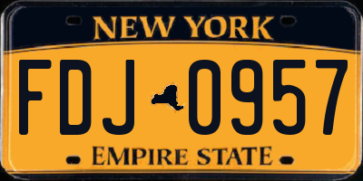 NY license plate FDJ0957