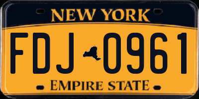 NY license plate FDJ0961