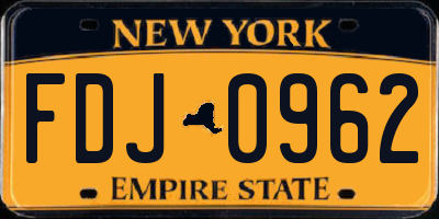 NY license plate FDJ0962