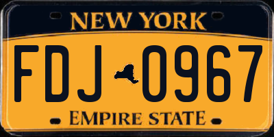 NY license plate FDJ0967
